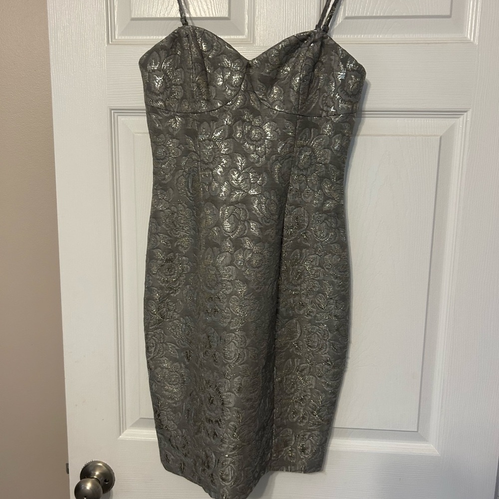 Tracy Reese Metallic Gray Strapless Dress
